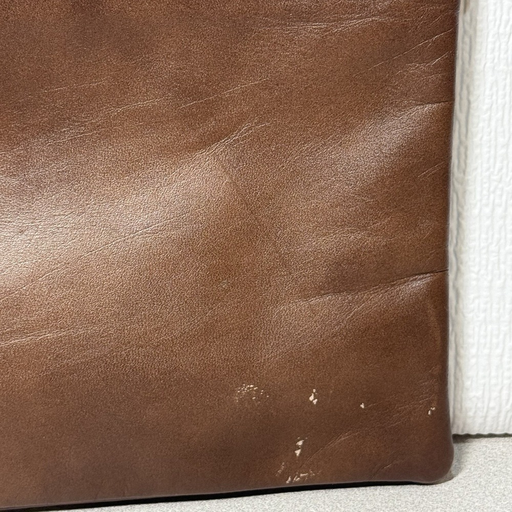 VINTAGE 1960s RUTH E SALTZ LEATHER CLUTCH BAG Brown‎ 12" LONG (JPT) Tag - Picture 12 of 12